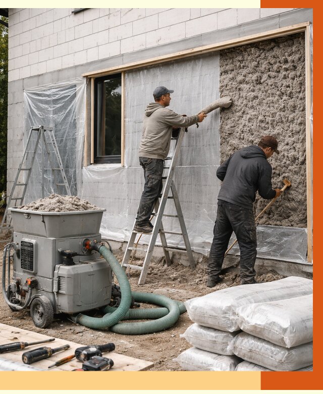 Утепление дома из газобетона эковатой в Гулькевичах от 4668 руб./м2 | ТепломастерГль
